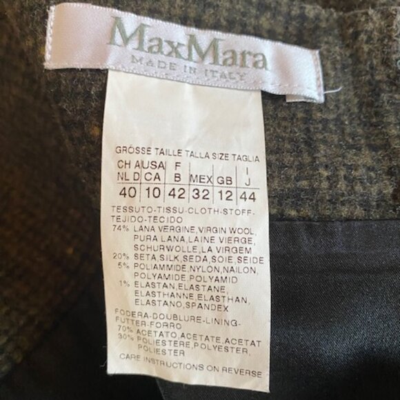 Max Mara Virgin Wool Size 10 Black Brown Herringbone skirt - Picture 5 of 11